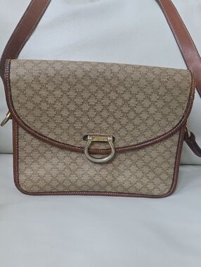 Celine Vintage Tan/Brown Monogram Crossbody Bag